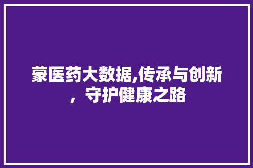 蒙医药大数据,传承与创新，守护健康之路 SEO关键词