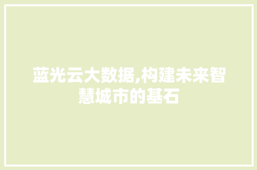 蓝光云大数据,构建未来智慧城市的基石 SEO关键词