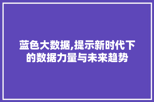 蓝色大数据,提示新时代下的数据力量与未来趋势 SEO关键词