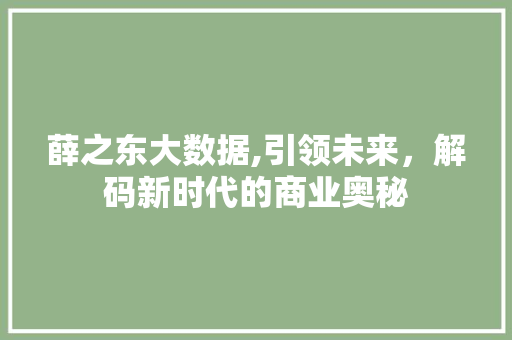 薛之东大数据,引领未来，解码新时代的商业奥秘 搜狗SEO
