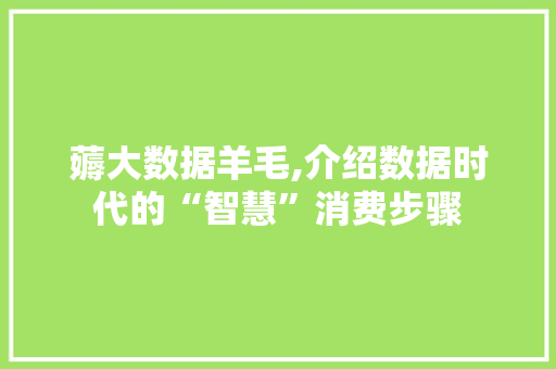 薅大数据羊毛,介绍数据时代的“智慧”消费步骤 搜狗SEO