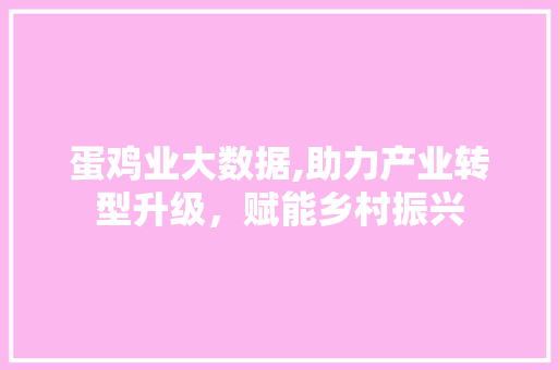 蛋鸡业大数据,助力产业转型升级，赋能乡村振兴