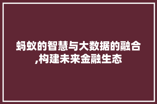 蚂蚁的智慧与大数据的融合,构建未来金融生态
