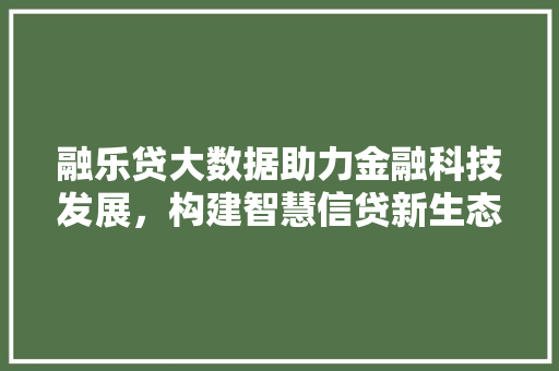 融乐贷大数据助力金融科技发展，构建智慧信贷新生态