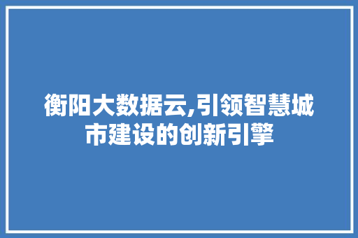 衡阳大数据云,引领智慧城市建设的创新引擎