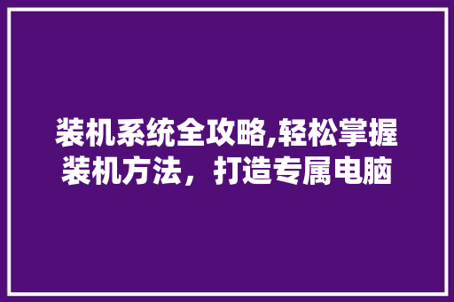 装机系统全攻略,轻松掌握装机方法，打造专属电脑