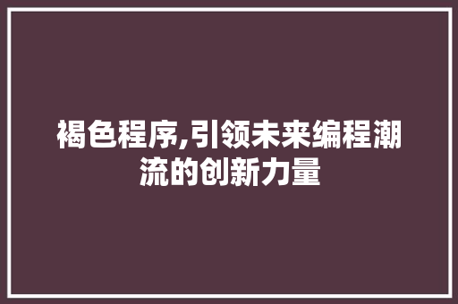 褐色程序,引领未来编程潮流的创新力量