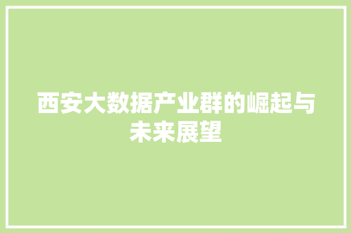 西安大数据产业群的崛起与未来展望