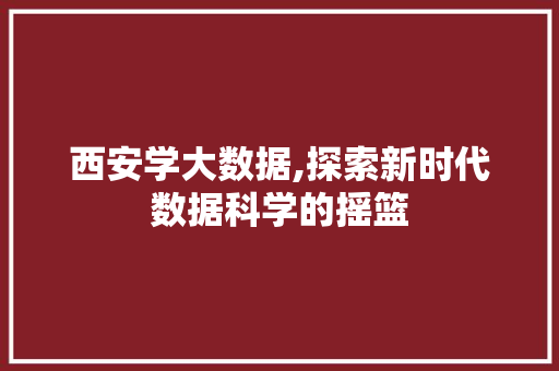 西安学大数据,探索新时代数据科学的摇篮