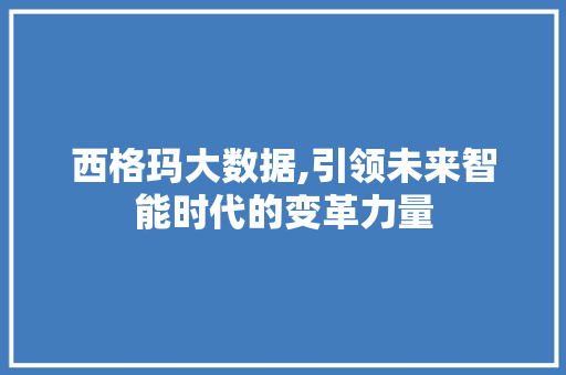 西格玛大数据,引领未来智能时代的变革力量
