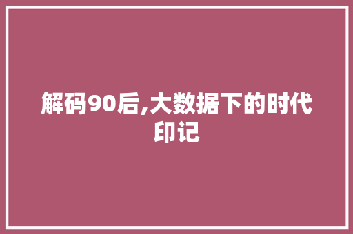 解码90后,大数据下的时代印记