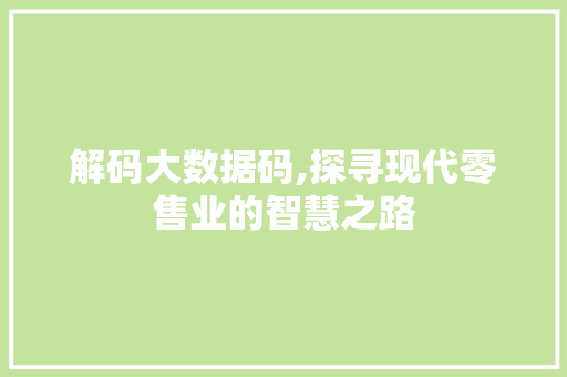 解码大数据码,探寻现代零售业的智慧之路