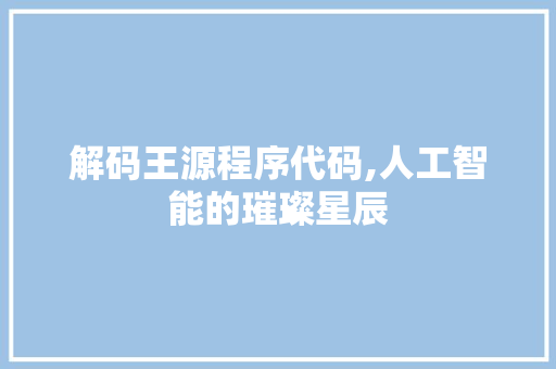 解码王源程序代码,人工智能的璀璨星辰