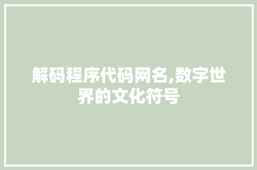 解码程序代码网名,数字世界的文化符号 必应SEO