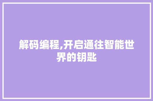 解码编程,开启通往智能世界的钥匙 网站建设公司