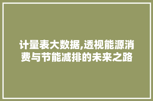计量表大数据,透视能源消费与节能减排的未来之路
