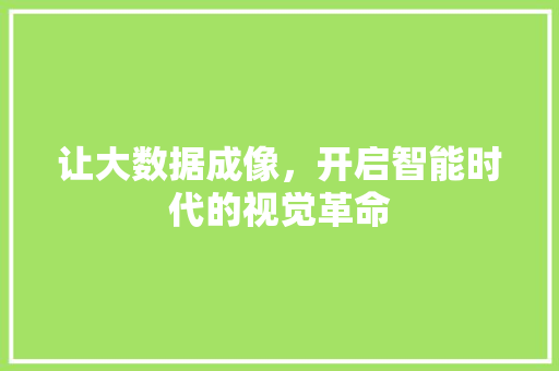 让大数据成像，开启智能时代的视觉革命