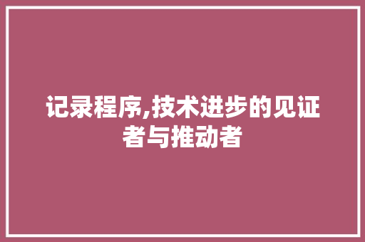 记录程序,技术进步的见证者与推动者