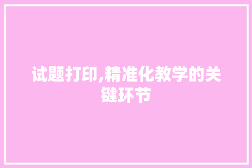 试题打印,精准化教学的关键环节