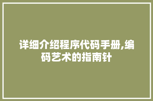 详细介绍程序代码手册,编码艺术的指南针