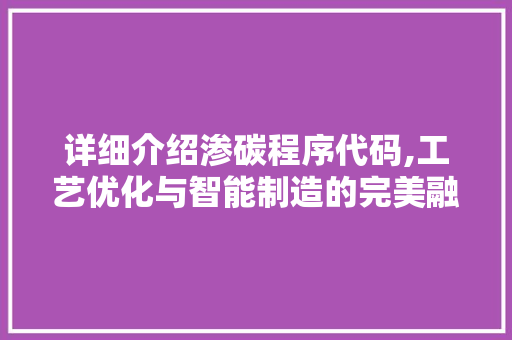 详细介绍渗碳程序代码,工艺优化与智能制造的完美融合