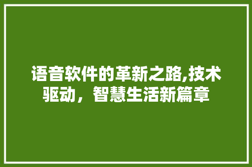 语音软件的革新之路,技术驱动，智慧生活新篇章