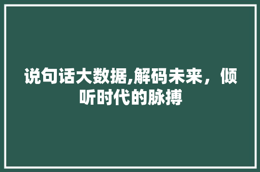 说句话大数据,解码未来，倾听时代的脉搏