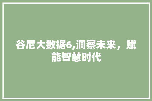 谷尼大数据6,洞察未来，赋能智慧时代