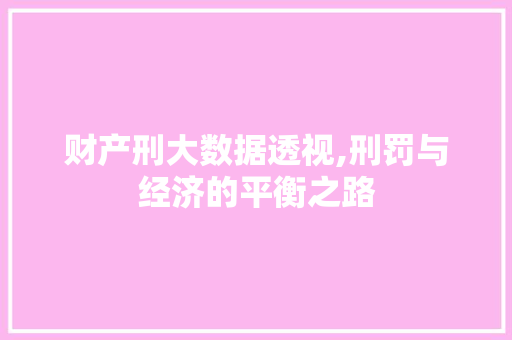 财产刑大数据透视,刑罚与经济的平衡之路