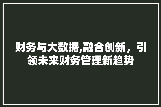 财务与大数据,融合创新，引领未来财务管理新趋势