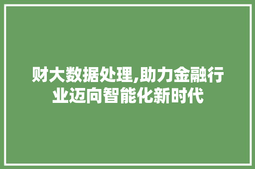 财大数据处理,助力金融行业迈向智能化新时代