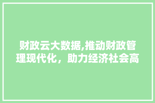 财政云大数据,推动财政管理现代化，助力经济社会高质量发展