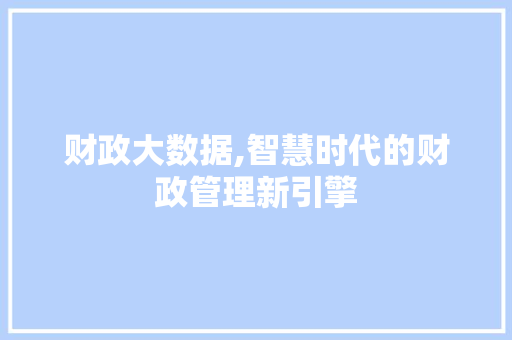 财政大数据,智慧时代的财政管理新引擎