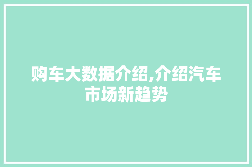 购车大数据介绍,介绍汽车市场新趋势