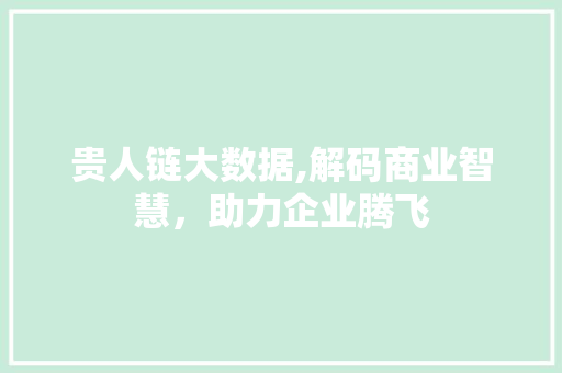 贵人链大数据,解码商业智慧，助力企业腾飞