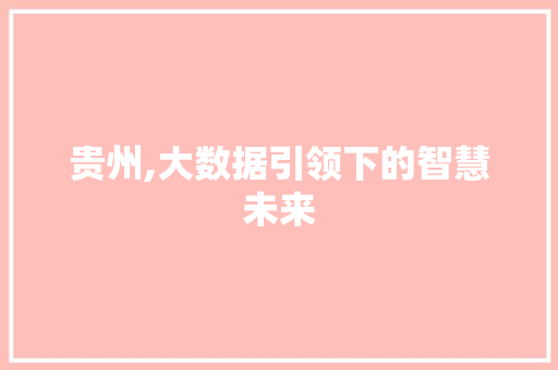 贵州,大数据引领下的智慧未来