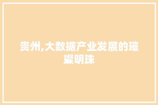 贵州,大数据产业发展的璀璨明珠