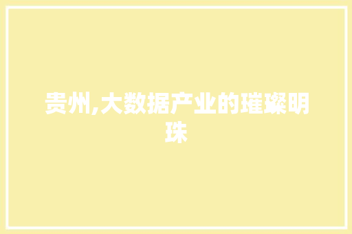 贵州,大数据产业的璀璨明珠
