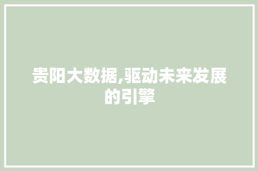 贵阳大数据,驱动未来发展的引擎