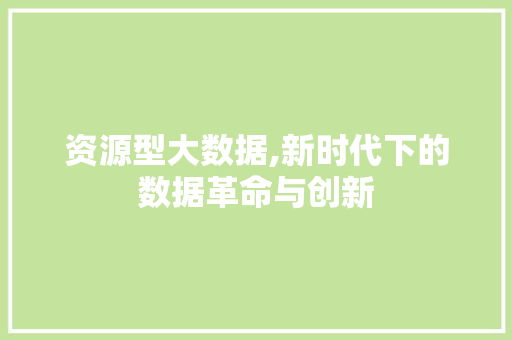 资源型大数据,新时代下的数据革命与创新