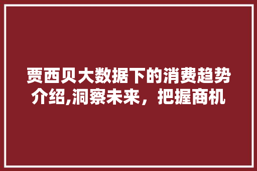 贾西贝大数据下的消费趋势介绍,洞察未来，把握商机