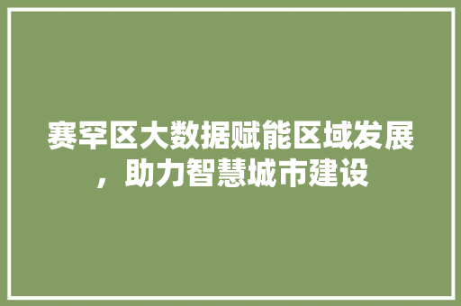 赛罕区大数据赋能区域发展，助力智慧城市建设