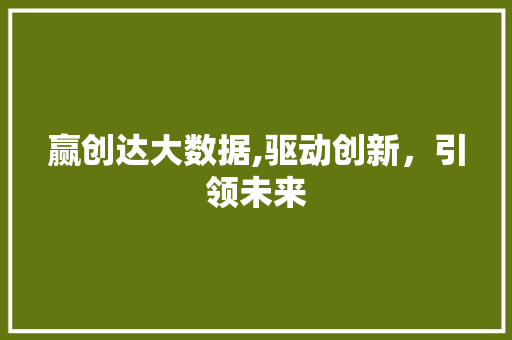 赢创达大数据,驱动创新，引领未来
