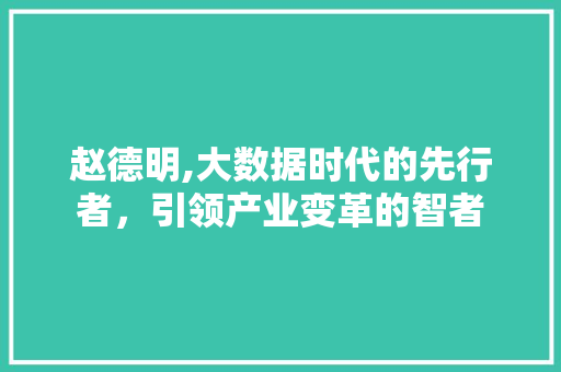 赵德明,大数据时代的先行者，引领产业变革的智者