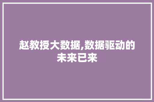 赵教授大数据,数据驱动的未来已来