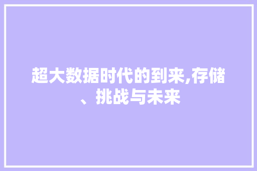 超大数据时代的到来,存储、挑战与未来