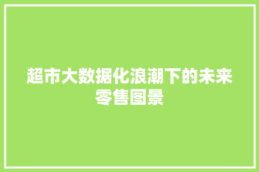 超市大数据化浪潮下的未来零售图景
