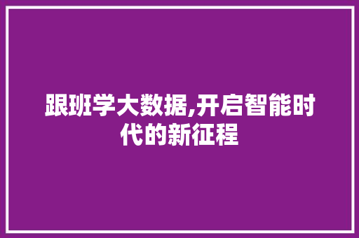 跟班学大数据,开启智能时代的新征程