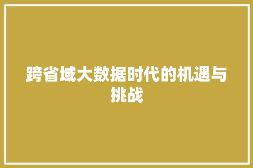 跨省域大数据时代的机遇与挑战