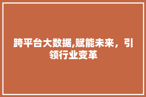 跨平台大数据,赋能未来，引领行业变革